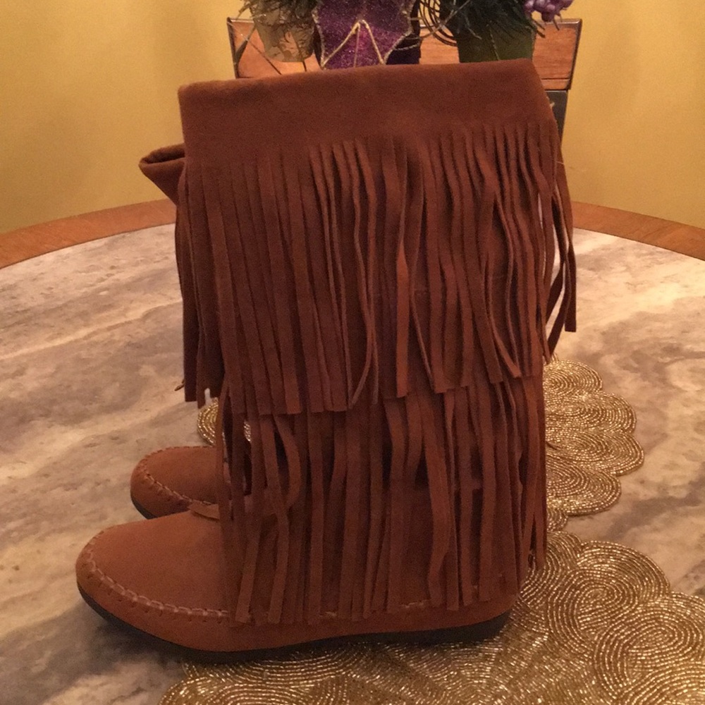 Brown suede moccasins